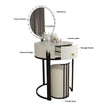 Round LED Mirror Dressing Table With Padded Stool