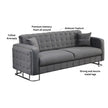 Modern Velvet Sofa BED with Chrome Metal Legs .