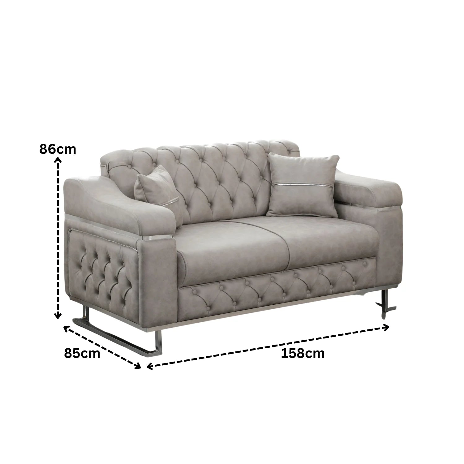 Modern  Sofa Bed with Chrome Metal Legs .