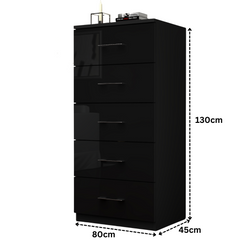 Riga 5 Drawers Chest | COLOR: Black | SIZE: 60cm , 80cm 