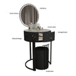 Round LED Mirror Dressing Table With Padded Stool