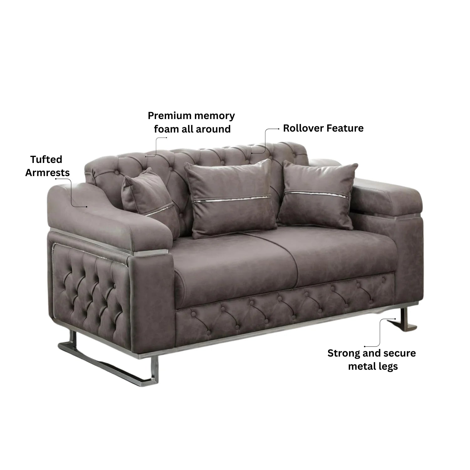 Modern  Sofa Bed with Chrome Metal Legs .