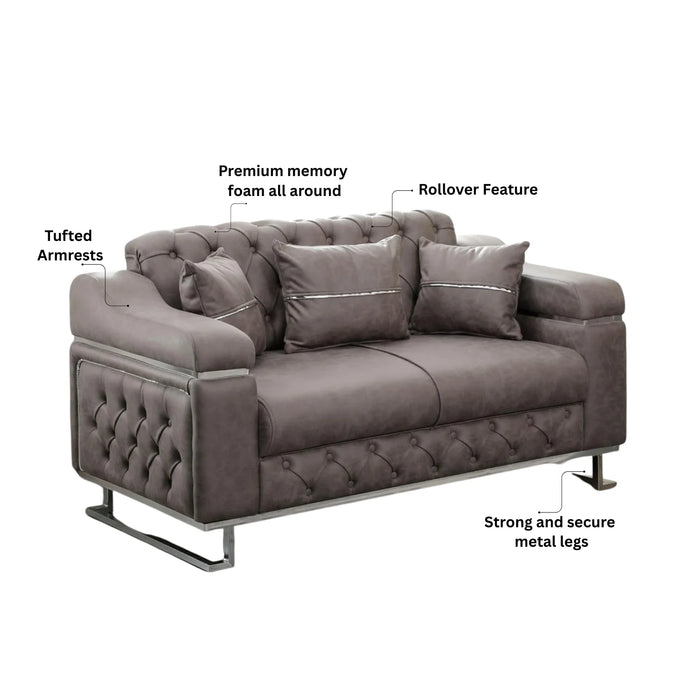 Modern  Sofa Bed with Chrome Metal Legs .