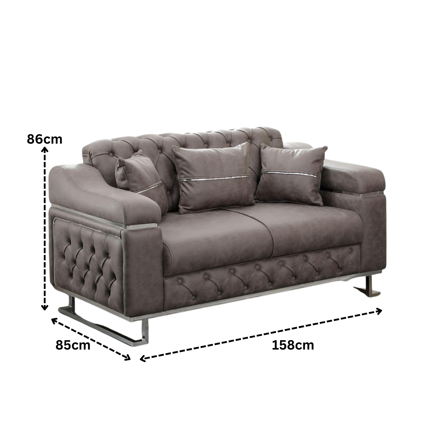 Modern Velvet Sofa Couch with Rollover Bed with Chrome Metal Legs & Chrome Finishing – Contemporary Sofa Bed For Living Room.