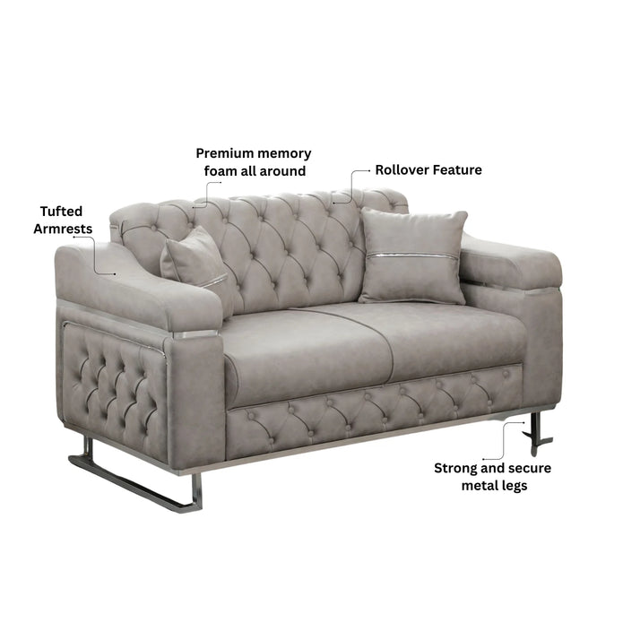 Modern  Sofa Bed with Chrome Metal Legs .