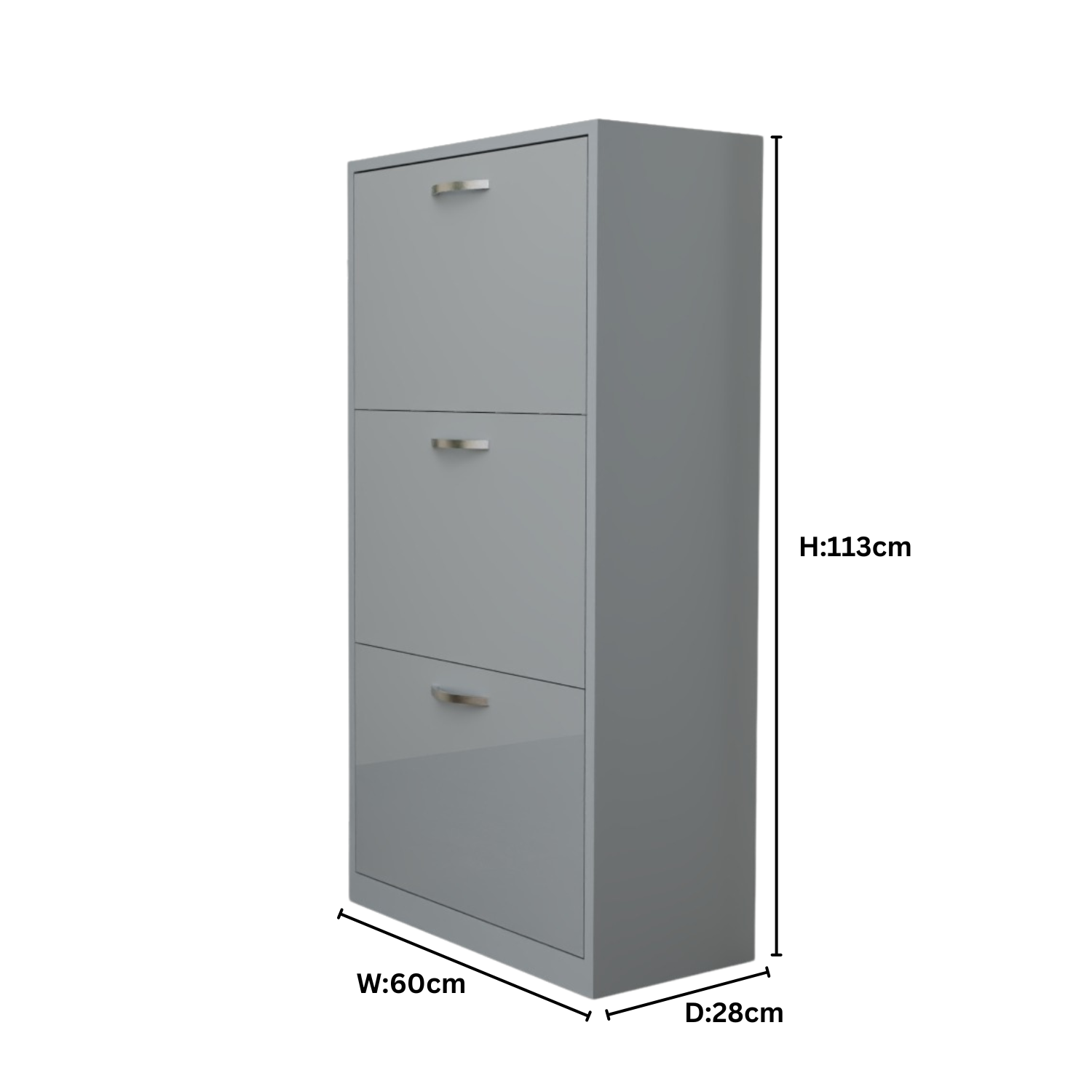 Modern 3 Tier White High Gloss Shoes Cabinet,Footwear Organizer