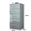 Riga 5 Drawers Chest | COLOR: Grey | SIZE: 60cm , 80cm 