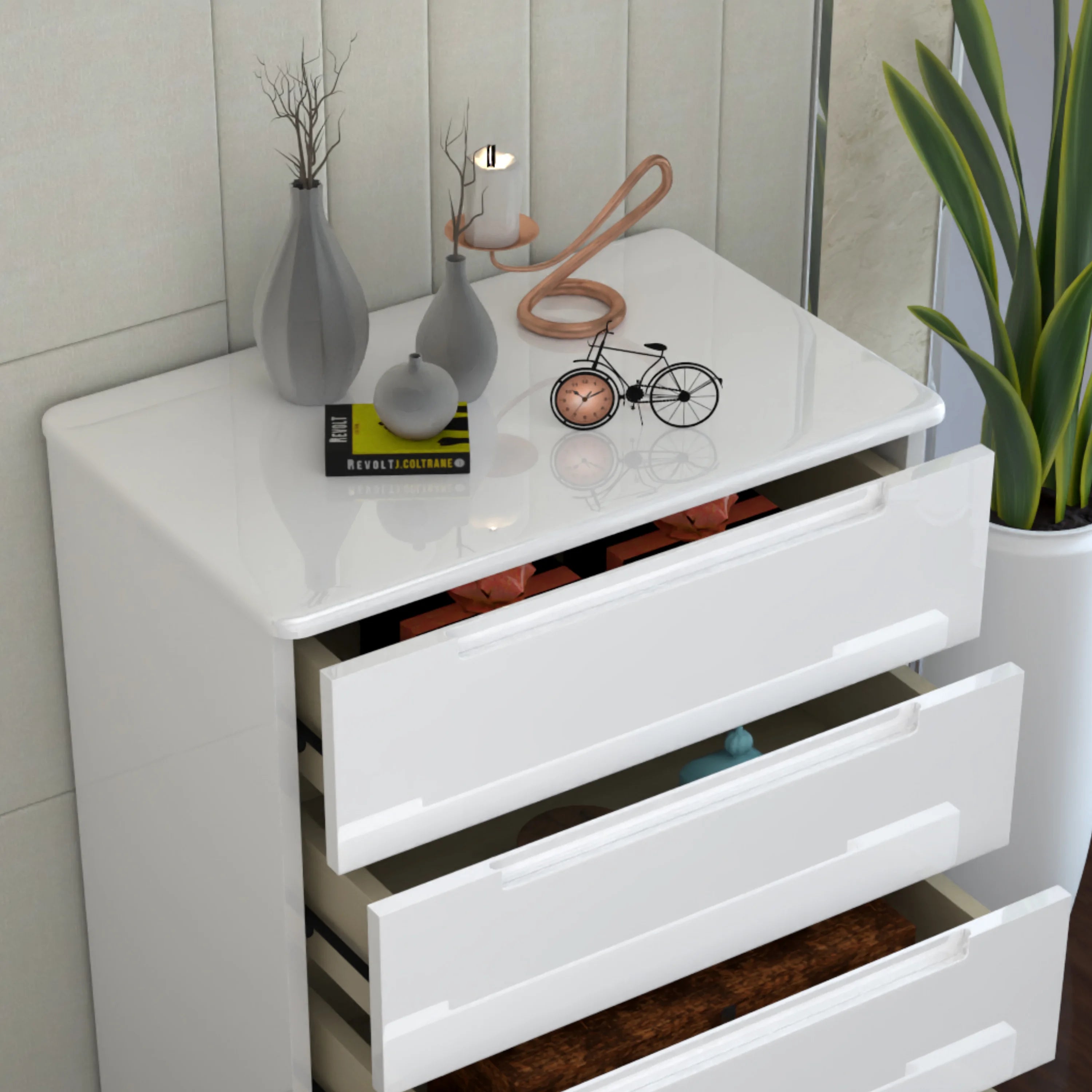 URBAN FURNISHING Modern 4-Deep Drawer Chest 50D x 80W x 105H