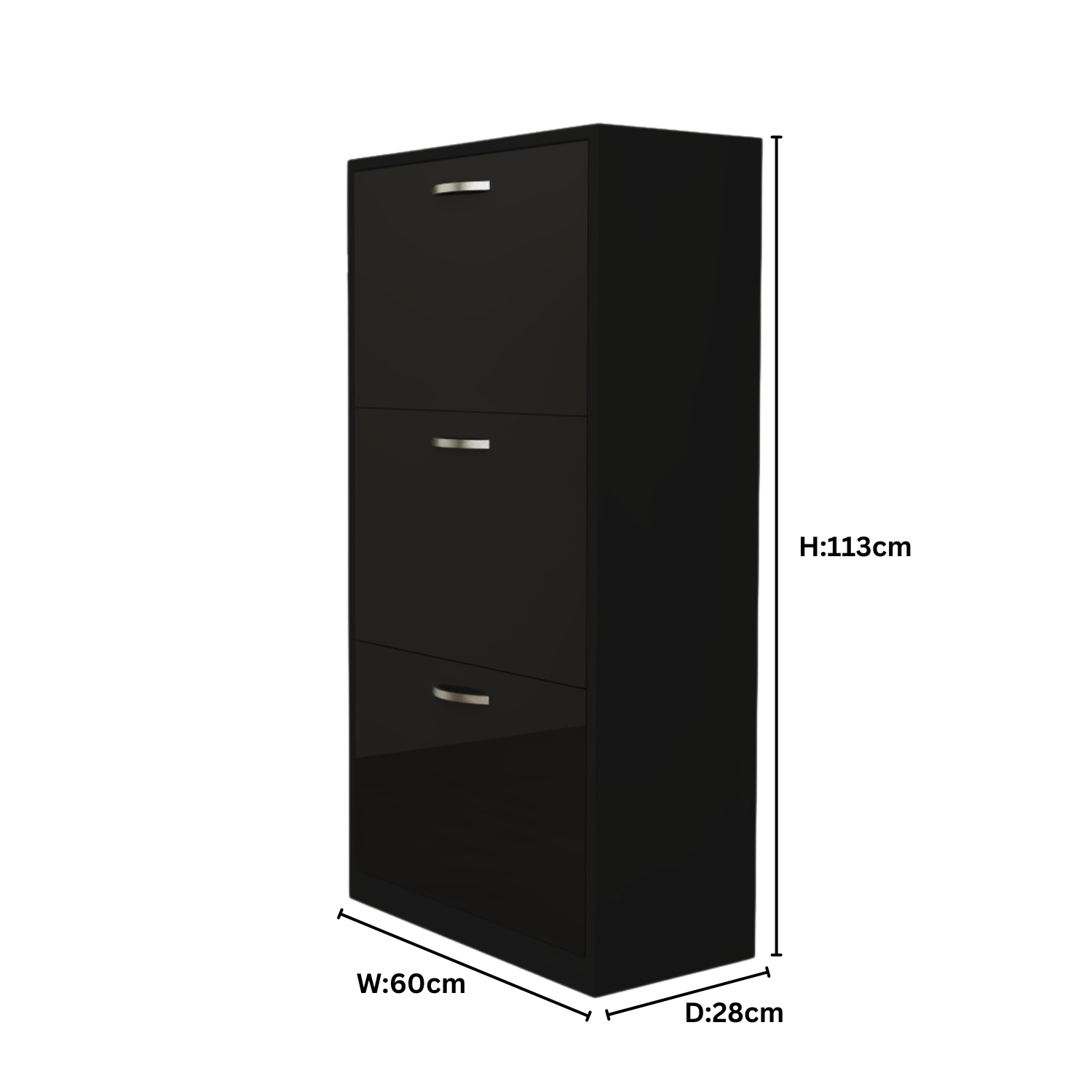 Modern 3 Tier White High Gloss Shoes Cabinet,Footwear Organizer