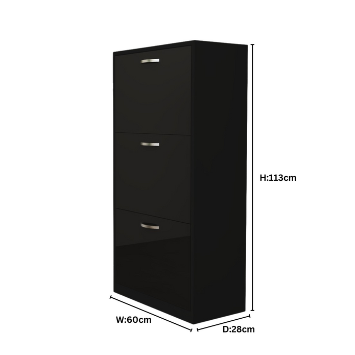 3 Tier Glossy Shoe Cabinet