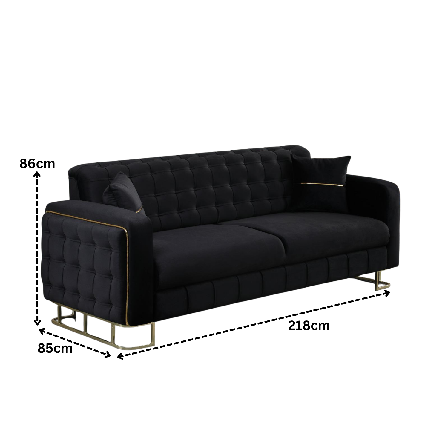 URBAN FURNISHING Modern Velvet Sofa Couch with Rollover Bed with Chrome Metal Legs & Chrome Finishing – Contemporary Sofa Bed For Living Room