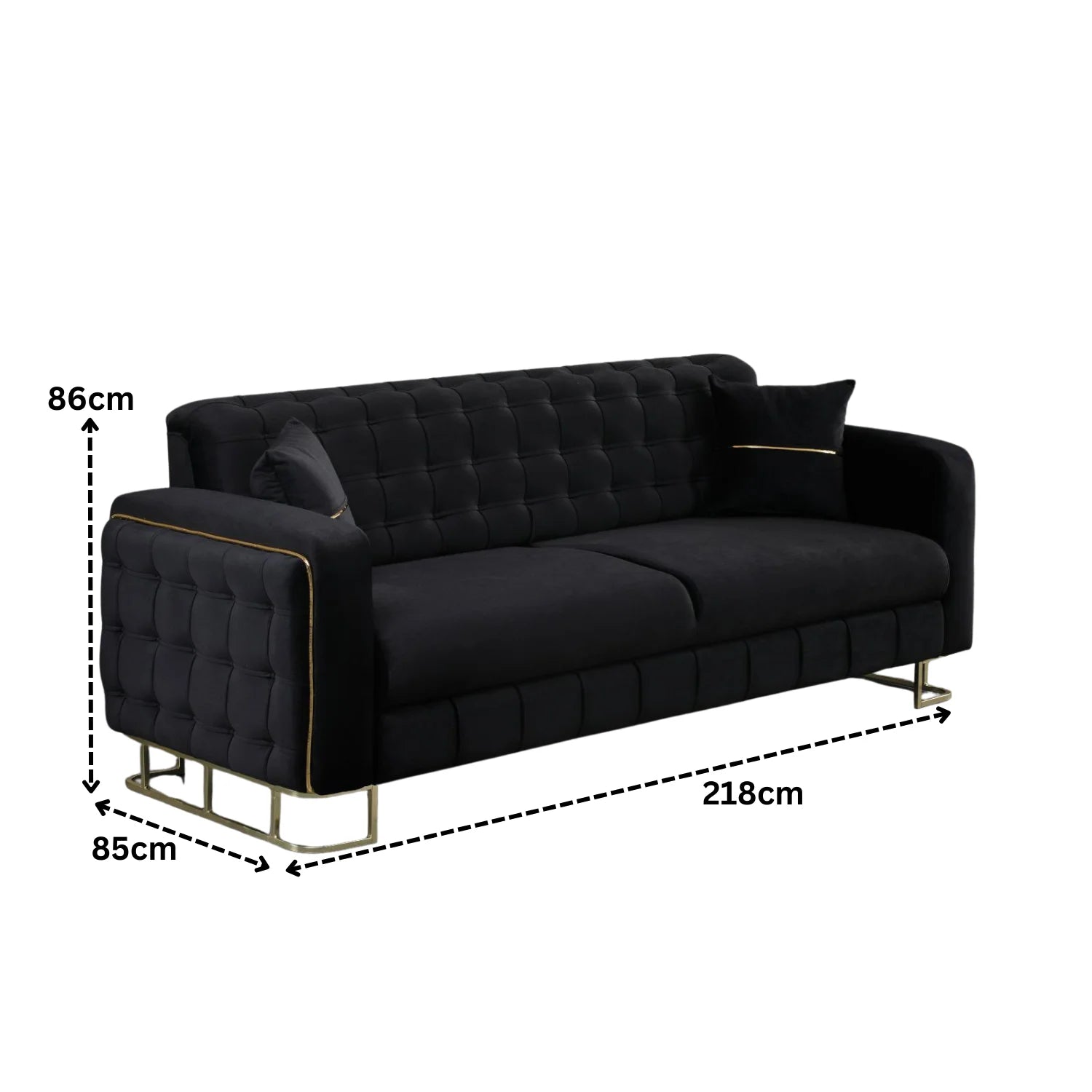 Modern Velvet Sofa BED with Chrome Metal Legs .