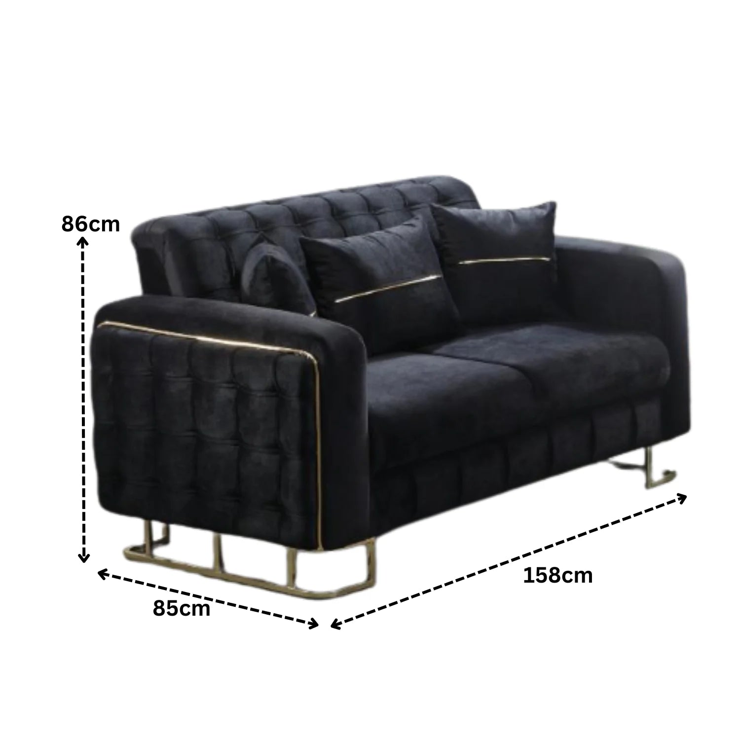 Modern Velvet Sofa BED with Chrome Metal Legs .