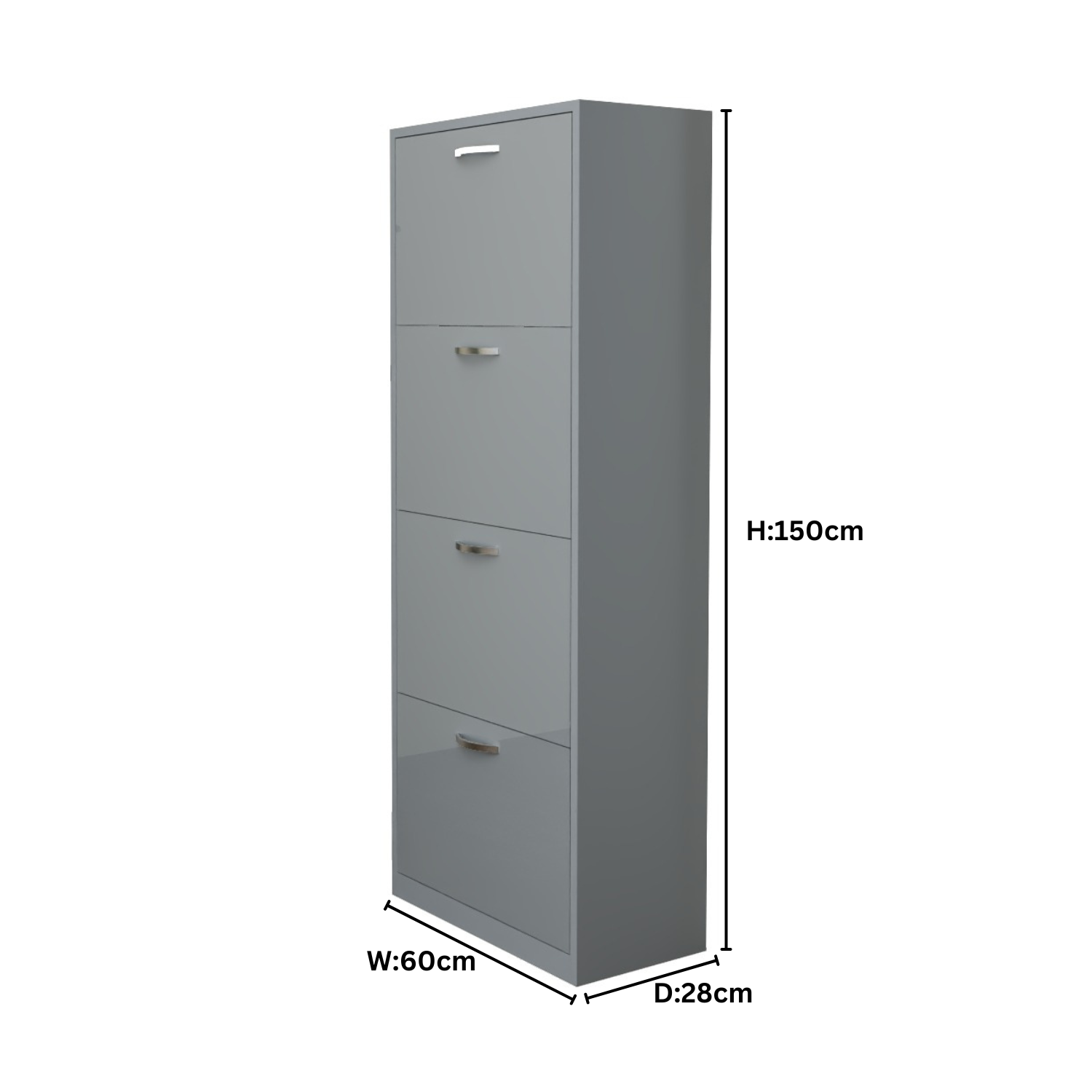 Modern 4 Tier White High Gloss Shoes Cabinet,Footwear Organizer