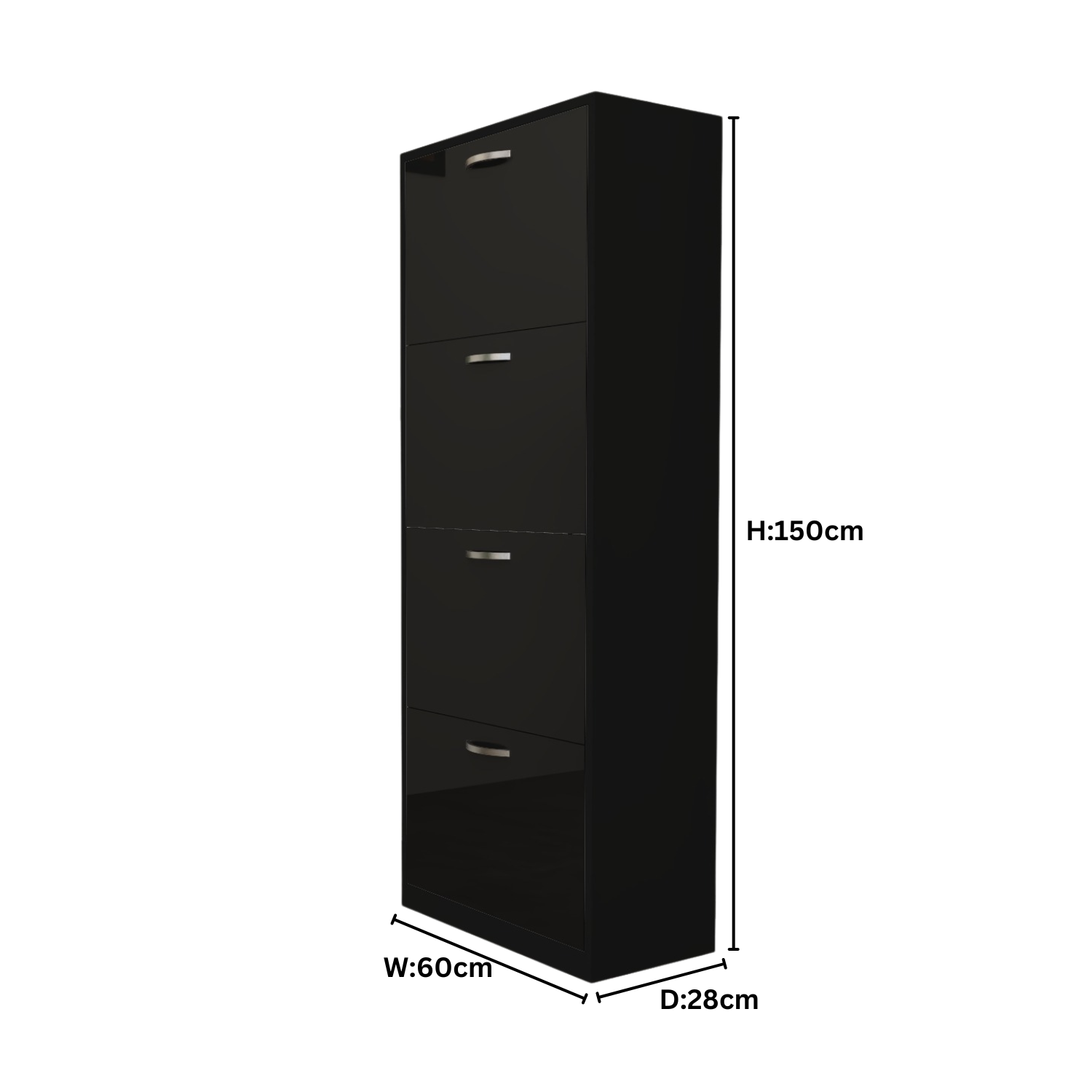 Modern 4 Tier White High Gloss Shoes Cabinet,Footwear Organizer