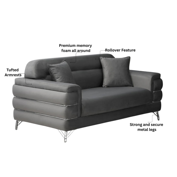 Modern Fabric Sofa Set with Chrome Metal Legs .