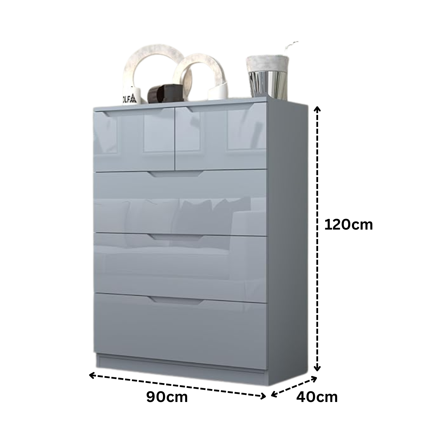 3+2 High Gloss Chest of Drawers