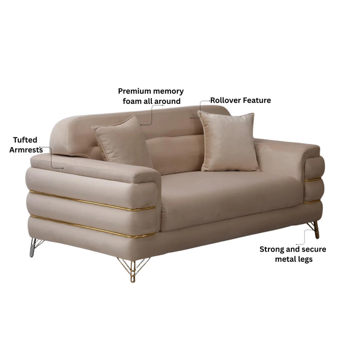 Modern Fabric Sofa Set with Chrome Metal Legs .