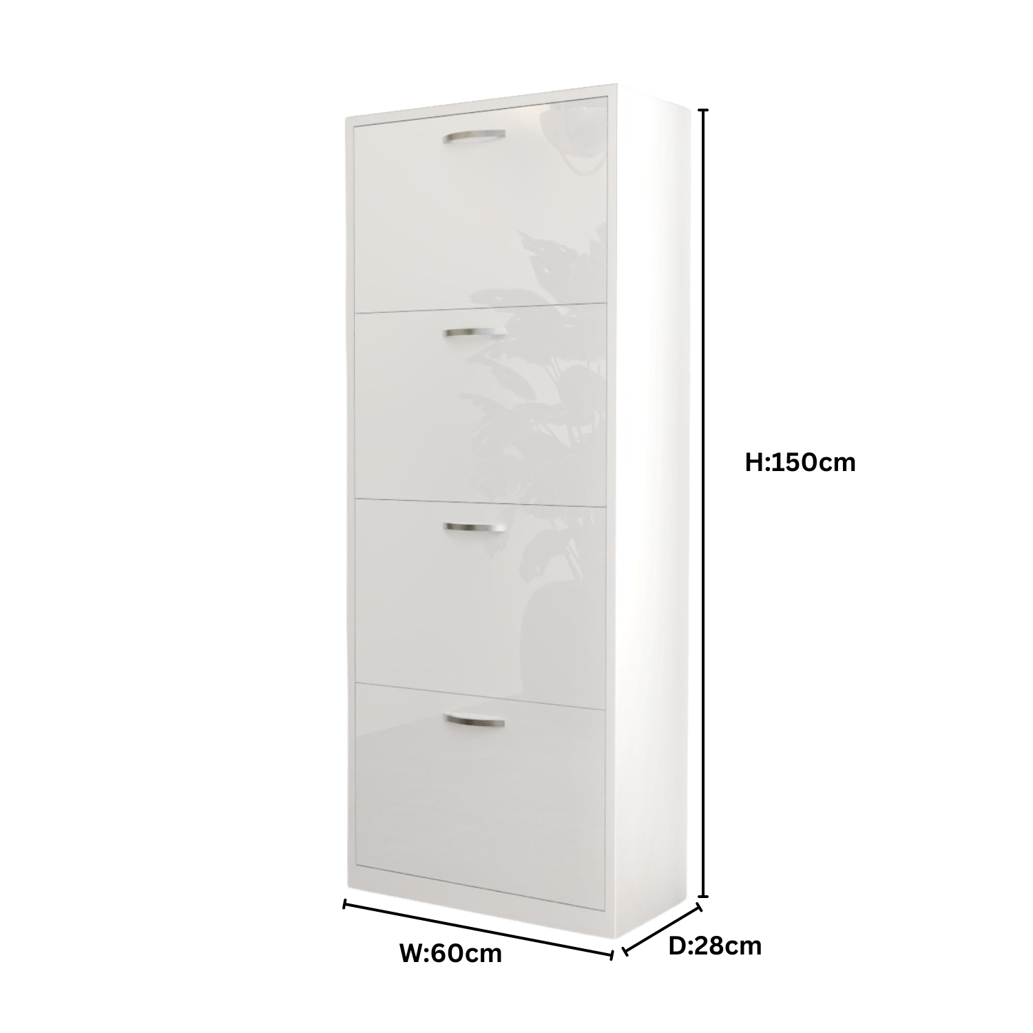 Modern 4 Tier White High Gloss Shoes Cabinet,Footwear Organizer