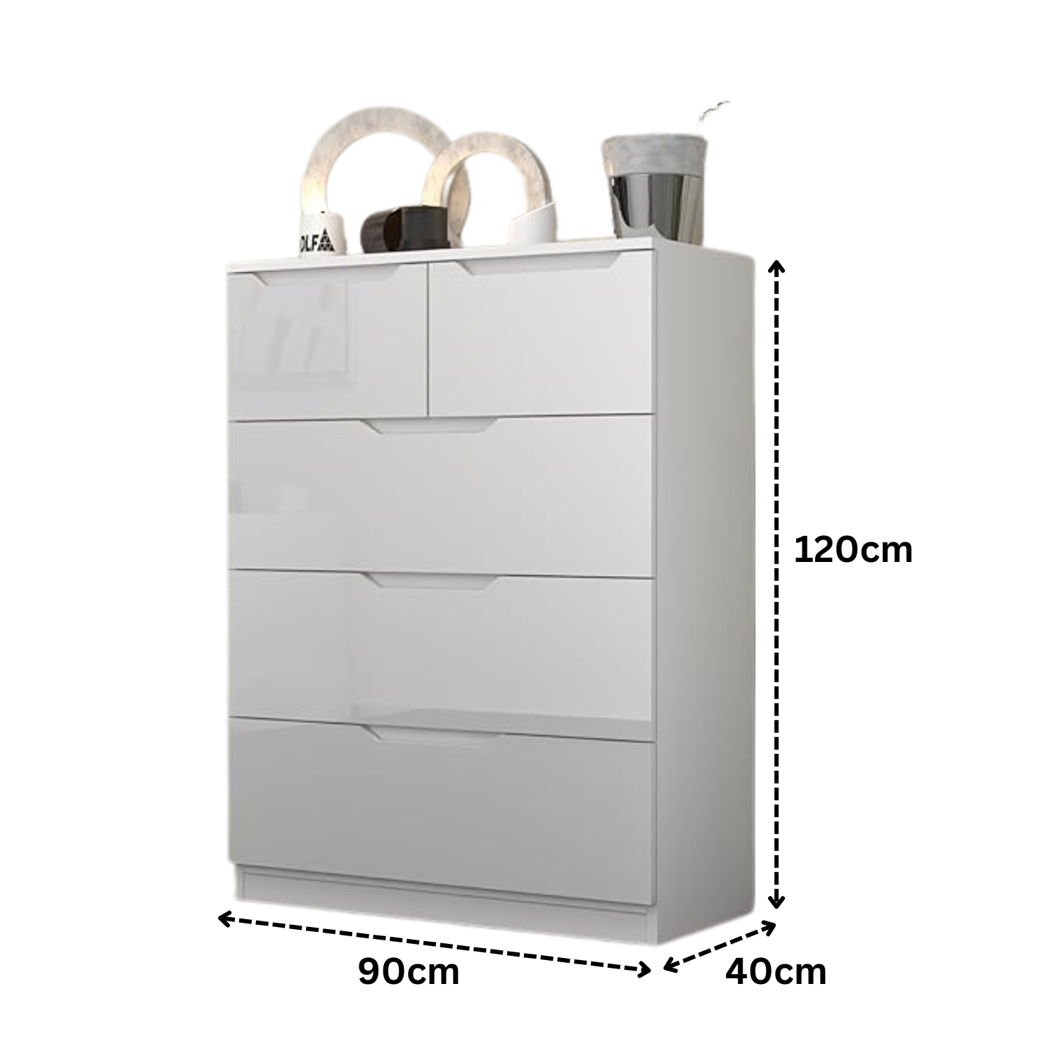 3+2 High Gloss Chest of Drawers