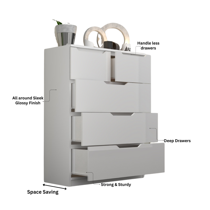 3+2 High Gloss Chest of Drawers