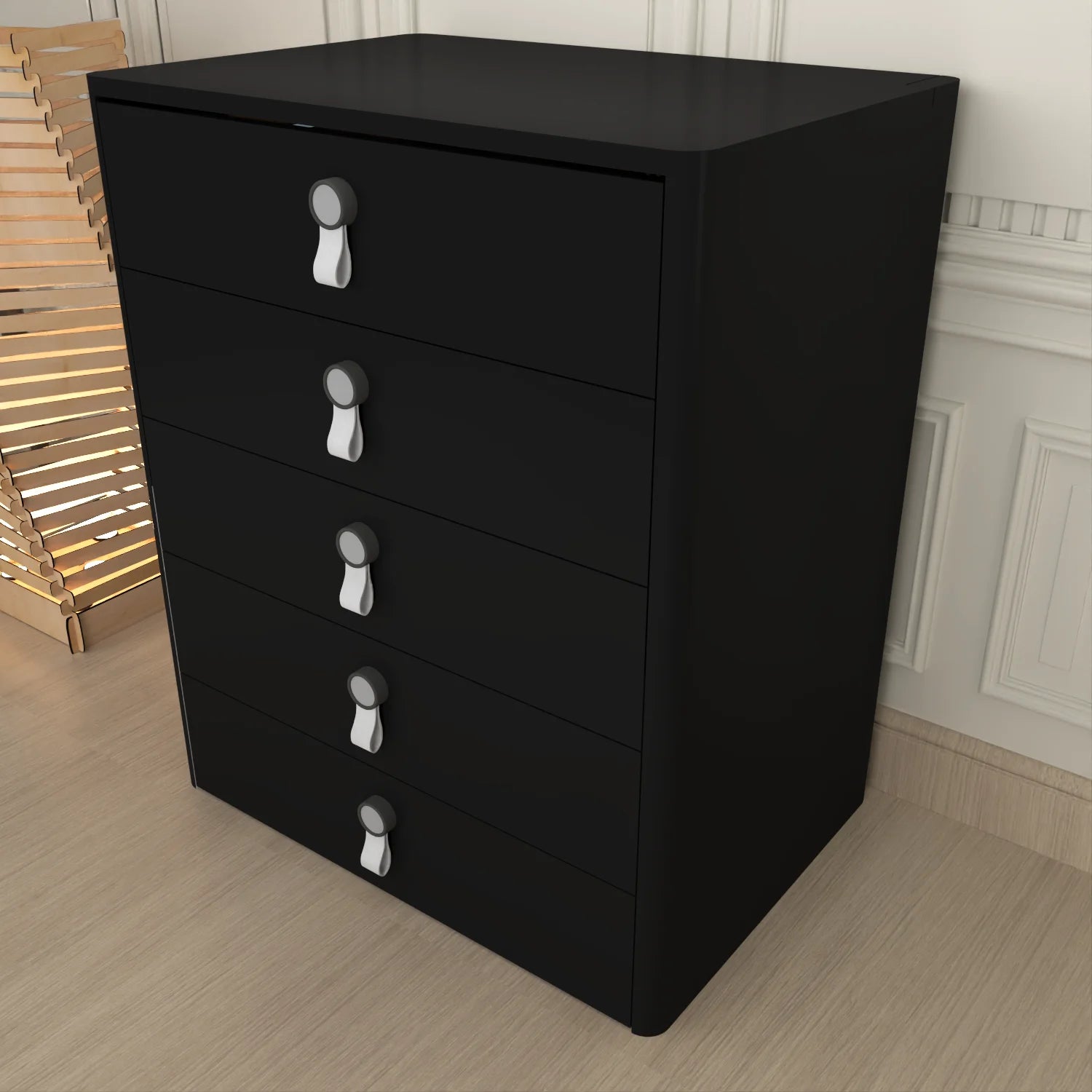URBAN FURNISHING MULTI FUNCTIONAL DRESSING TABLE & Chester Drawer WITH LED MIRROR (Black)