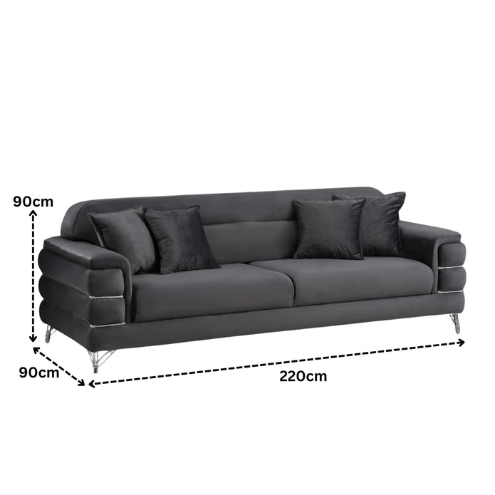 Modern Fabric Sofa Set with Chrome Metal Legs .