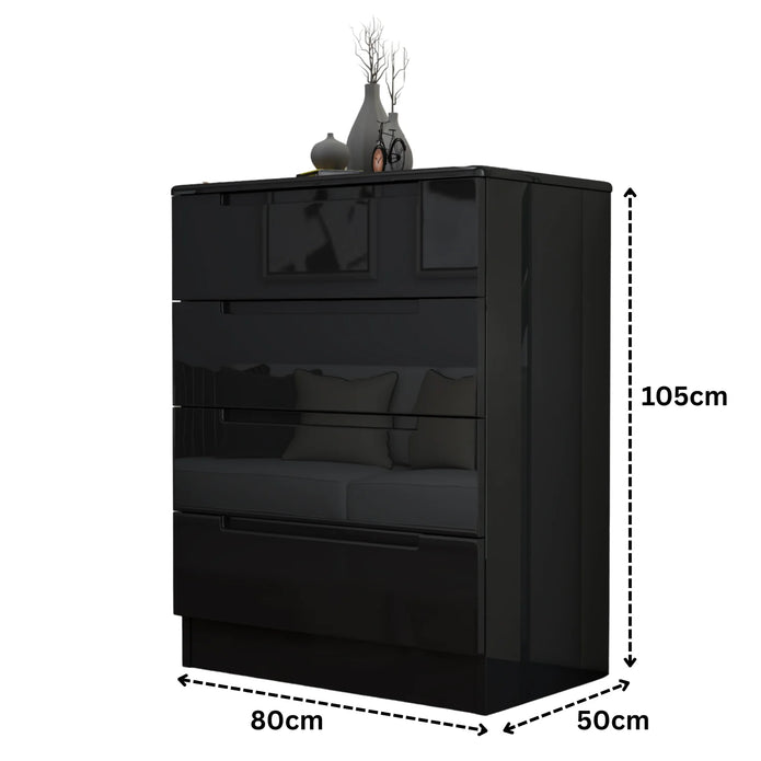 4 Tier High Gloss Chest of Drawers
