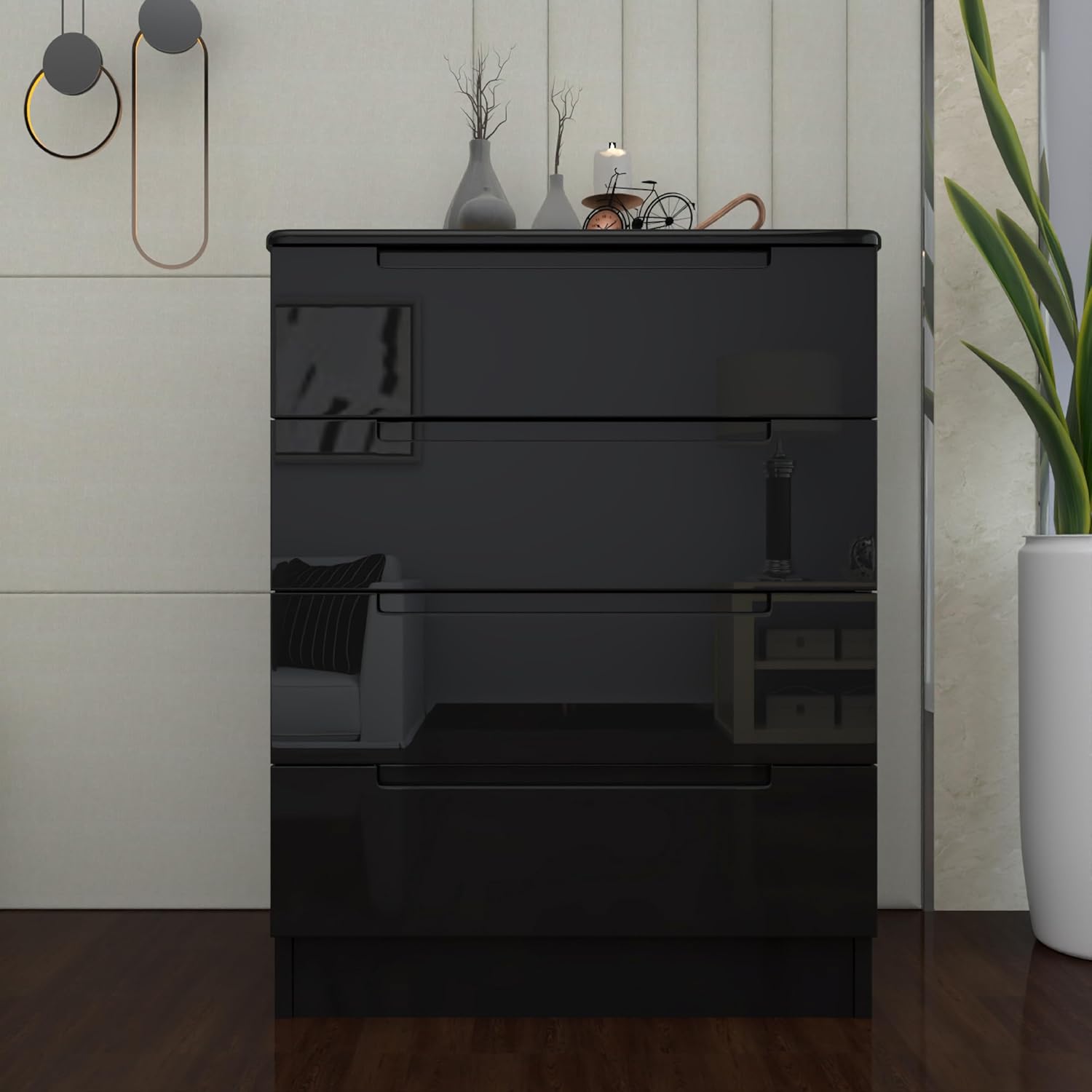 URBAN FURNISHING Modern 4-Deep Drawer Chest 50D x 80W x 105H