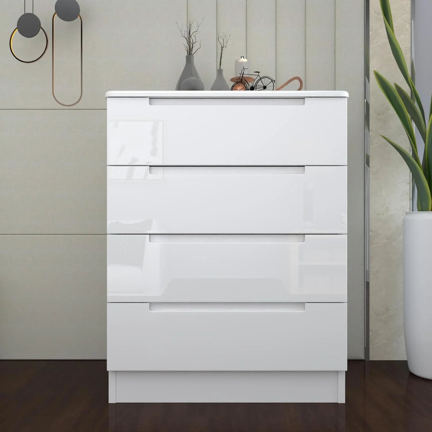 URBAN FURNISHING Modern 4-Deep Drawer Chest 50D x 80W x 105H