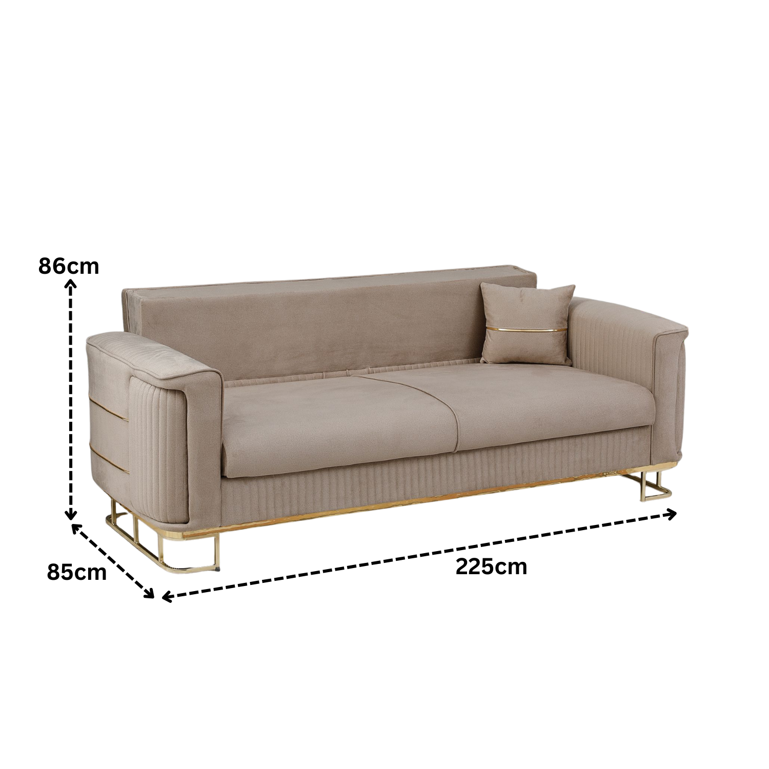 URBAN FURNISHING Modern Velvet Sofa Couch with Rollover Bed & Under Seat Storage with Chrome Metal Legs– Contemporary Sofa Bed For Living Room