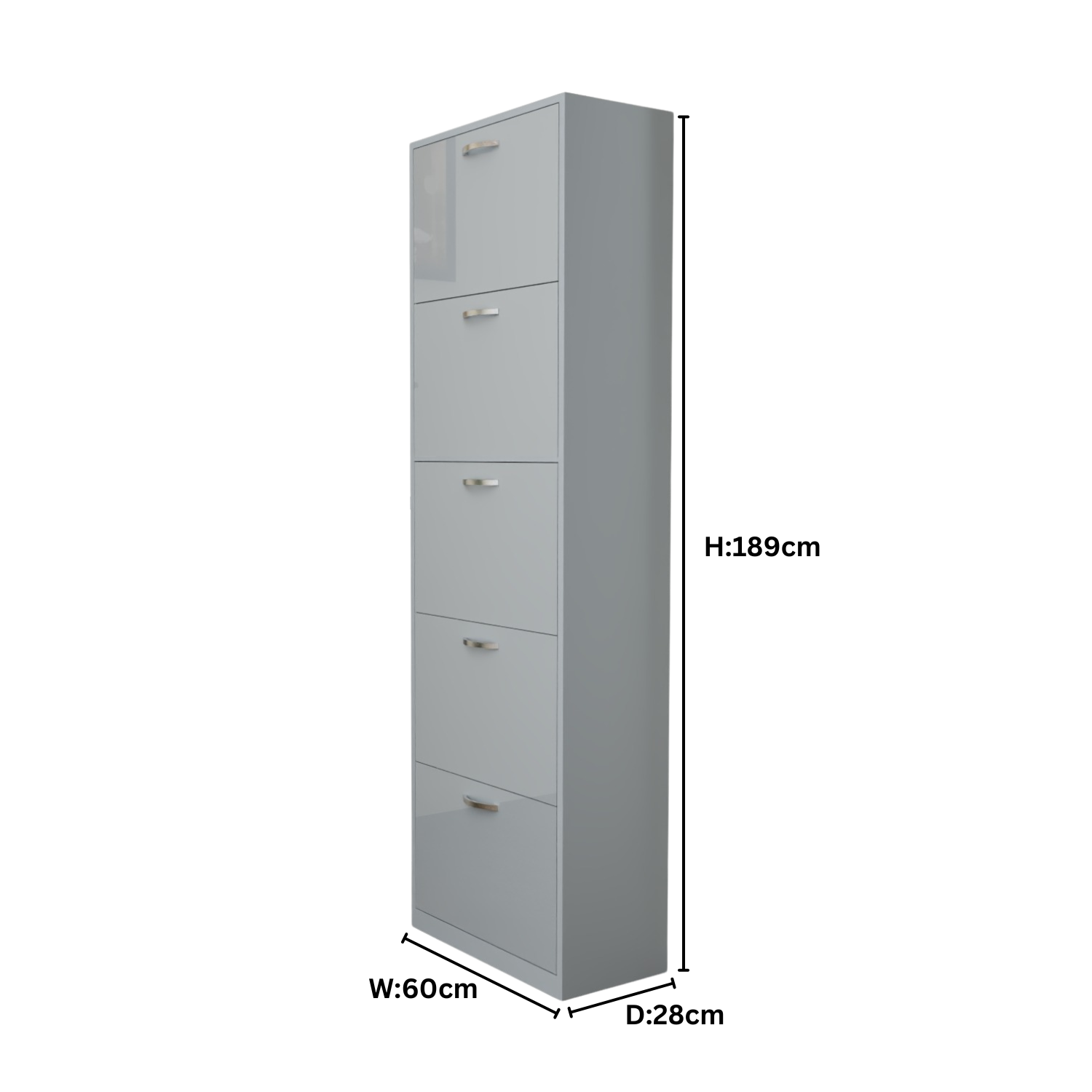 Modern 5 Tier White High Gloss Shoes Cabinet,Footwear Organizer