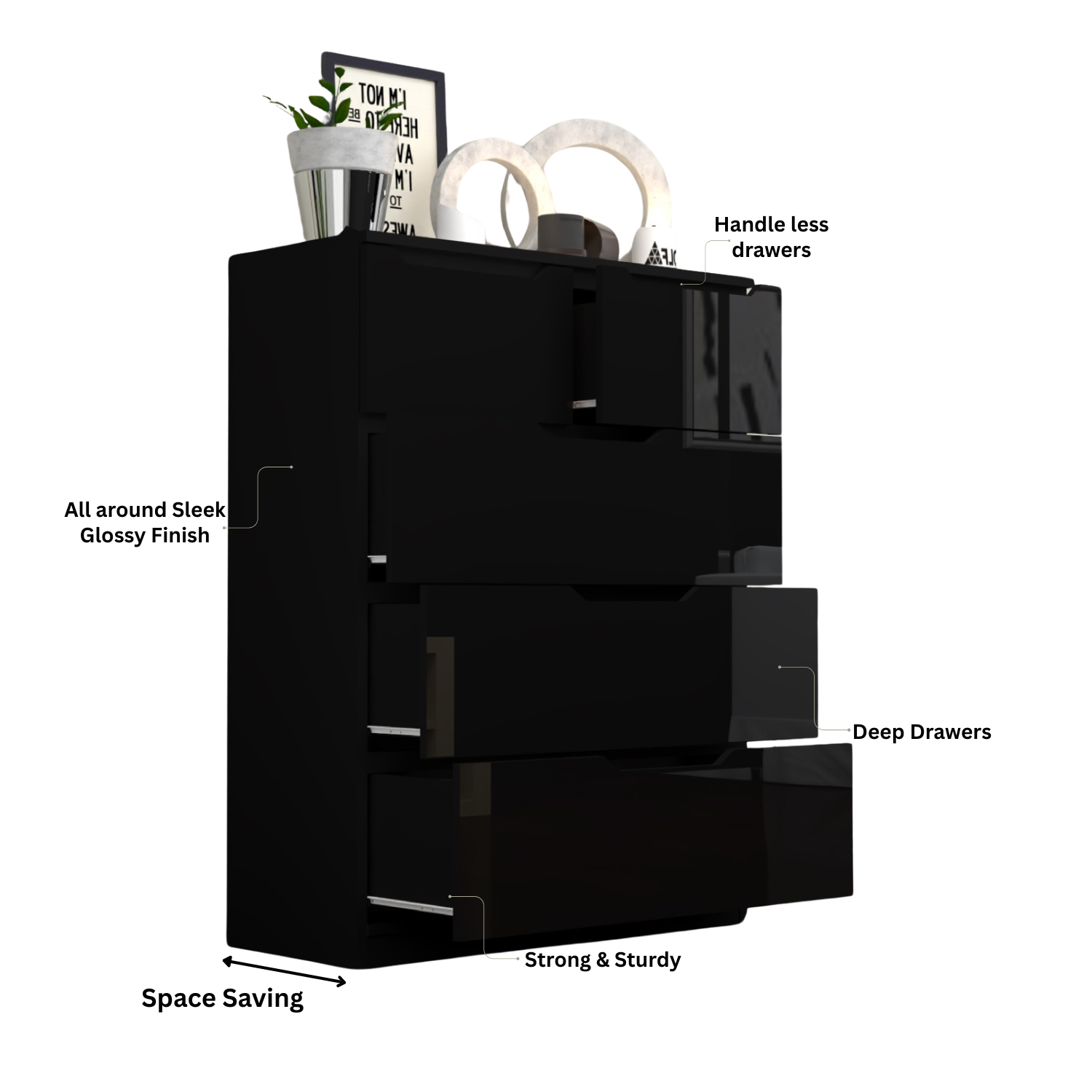 3+2 High Gloss Chest of Drawers
