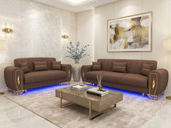 3+2 seater brown