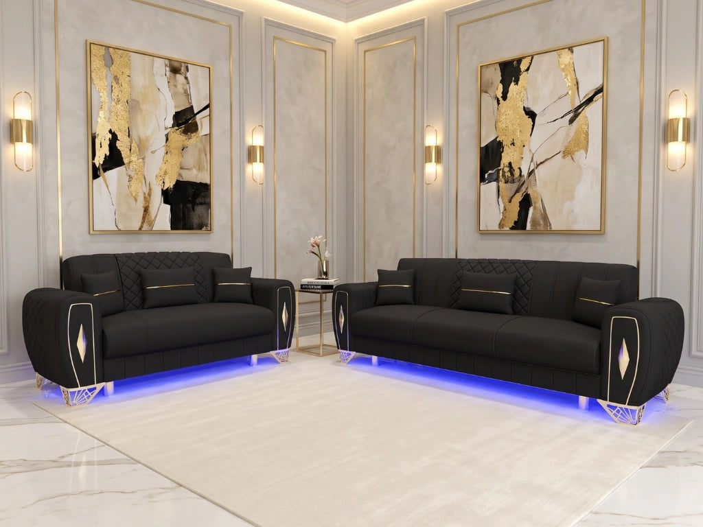 3+2 seater Black