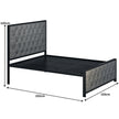 Elegant Button-Tufted Upholstered Metal Bed.