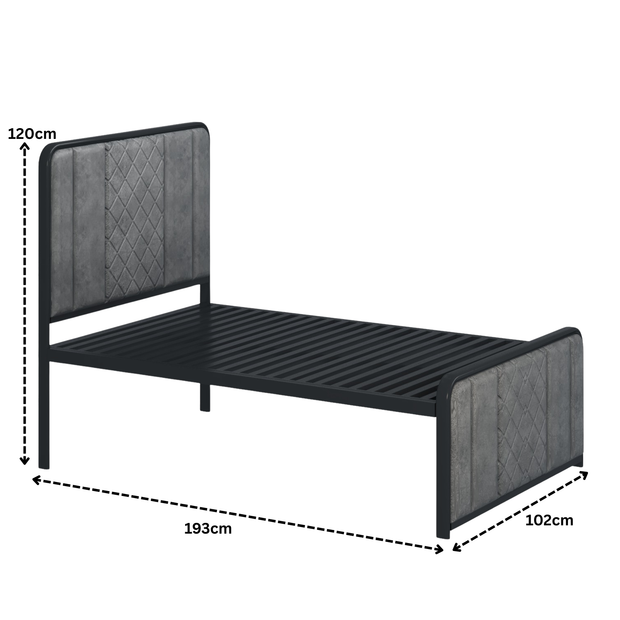 URBAN FURNISHING Modern Metal Bed Frame with Upholstered Headboard & Footboard – with Diamond Stitchin & Welded Base
