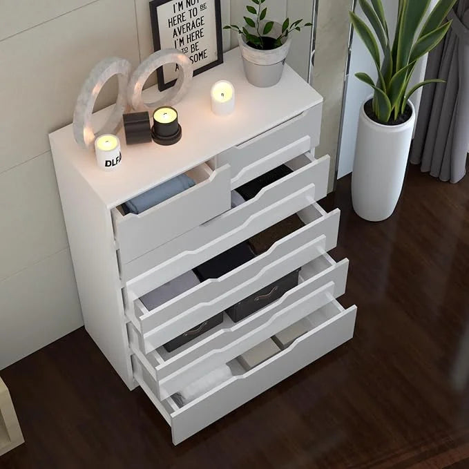 Urban Furnishing Modern 4+2 Deep Drawer-High Gloss White Dresser 140H