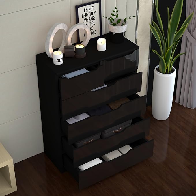 Urban Furnishing Modern 4+2 Deep Drawer-High Gloss White Dresser 140H