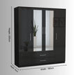 Verona 4 Doors Wardrobe | COLOR: Black | SIZE: 160cm , 180cm