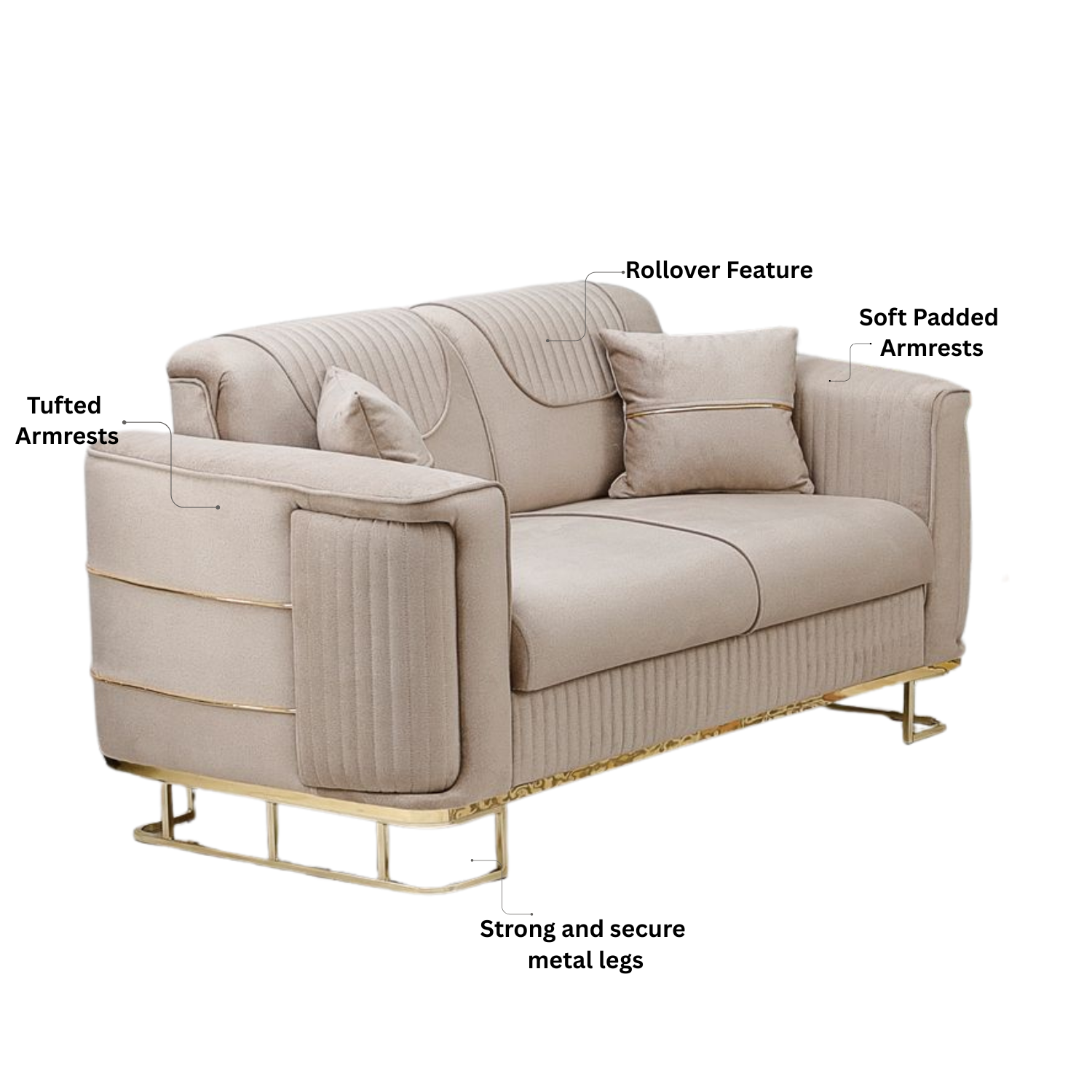 URBAN FURNISHING Modern Velvet Sofa Couch with Rollover Bed & Under Seat Storage with Chrome Metal Legs– Contemporary Sofa Bed For Living Room