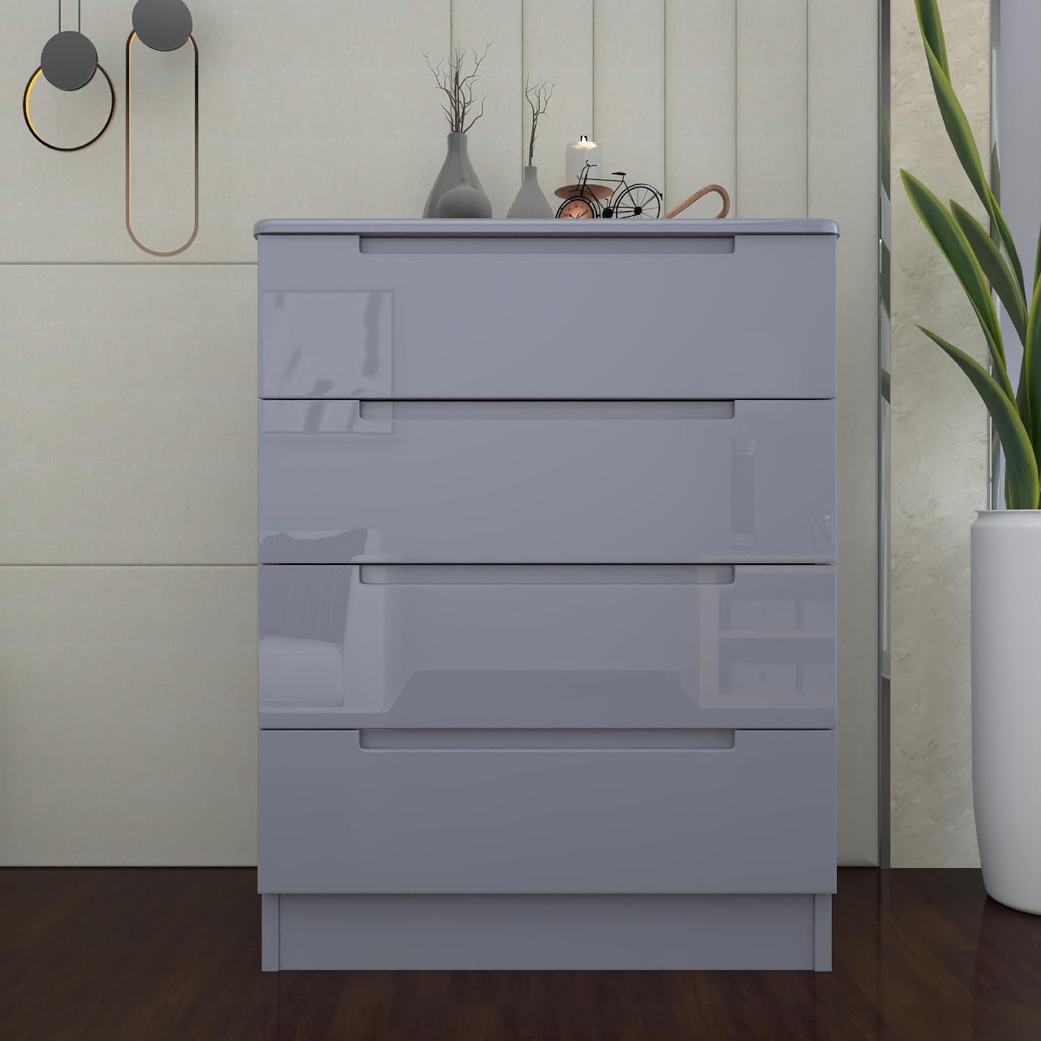URBAN FURNISHING Modern 4-Deep Drawer Chest 50D x 80W x 105H