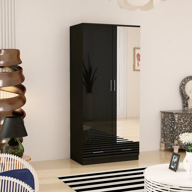 URBAN FURNISHING High Gloss 2 Door Wardrobe for Bedroom