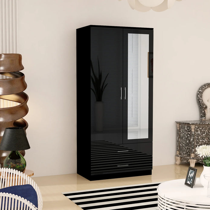 Mirror 2 Doors High Gloss Wardrobe