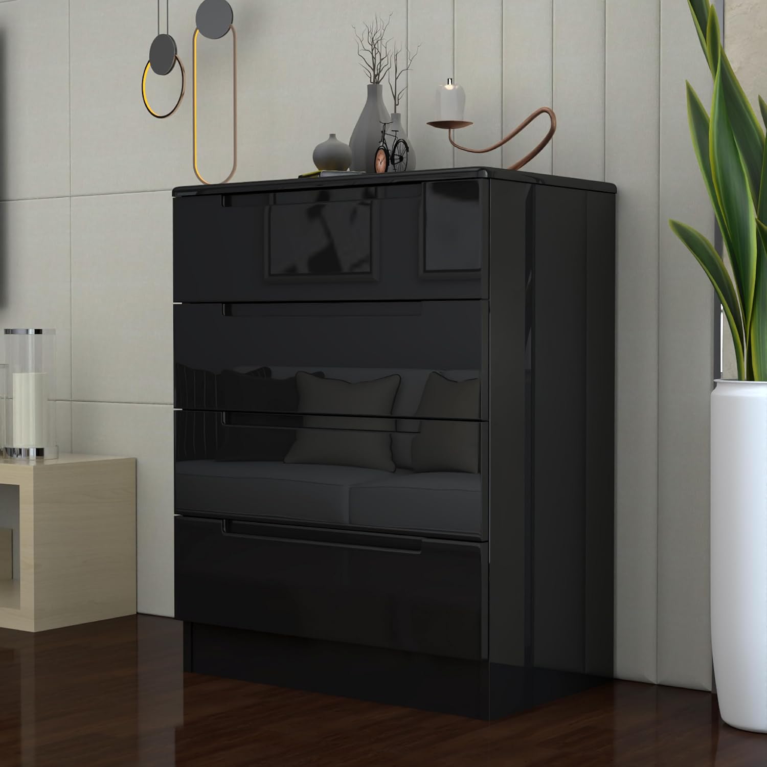 URBAN FURNISHING Modern 4-Deep Drawer Chest 50D x 80W x 105H