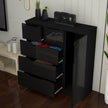 Modern High Gloss 5 Drawer Dresser with Side Hanging Cabinet