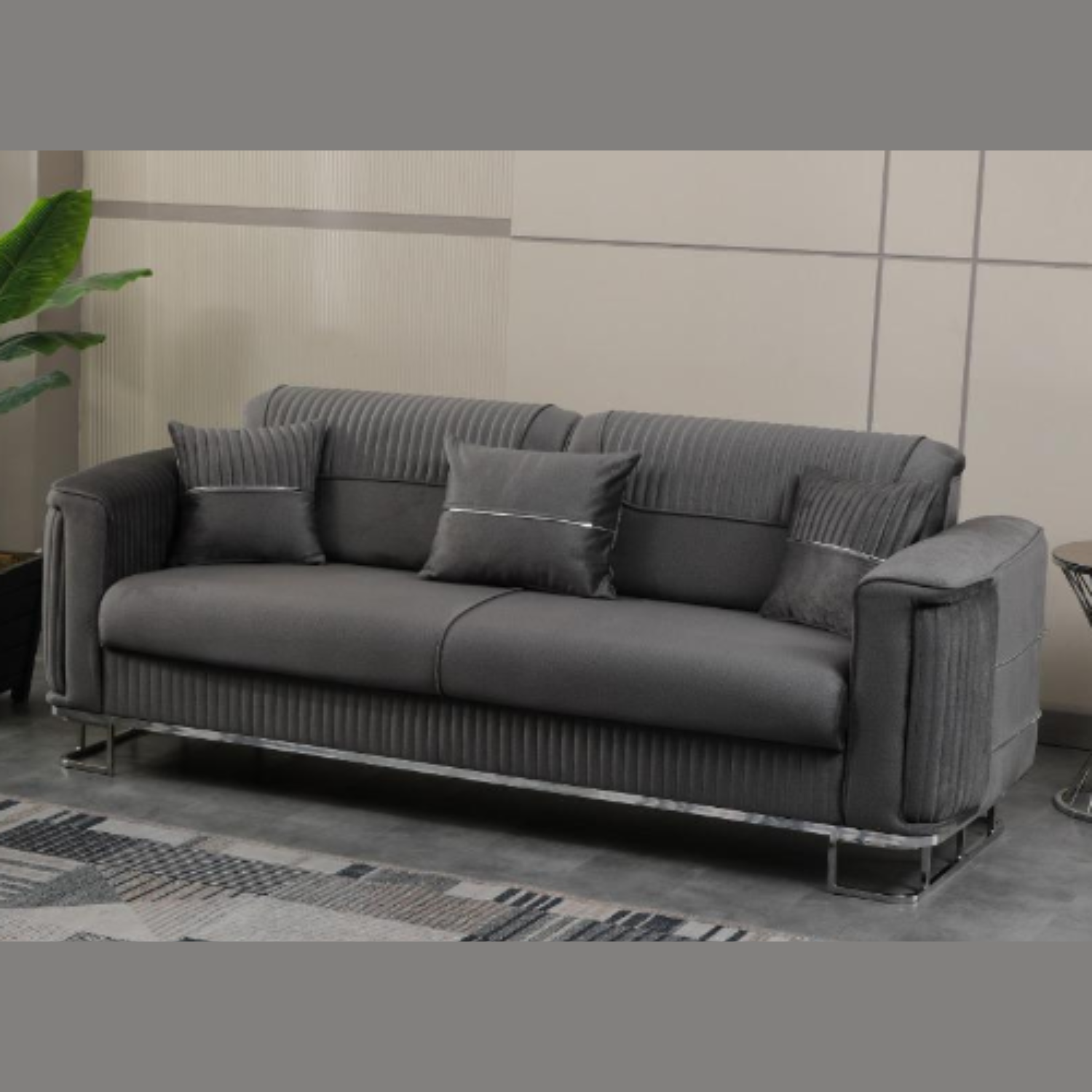 URBAN FURNISHING Modern Velvet Sofa Couch with Rollover Bed & Under Seat Storage with Chrome Metal Legs– Contemporary Sofa Bed For Living Room
