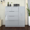 Modern High Gloss 5 Drawer Dresser with Side Hanging Cabinet