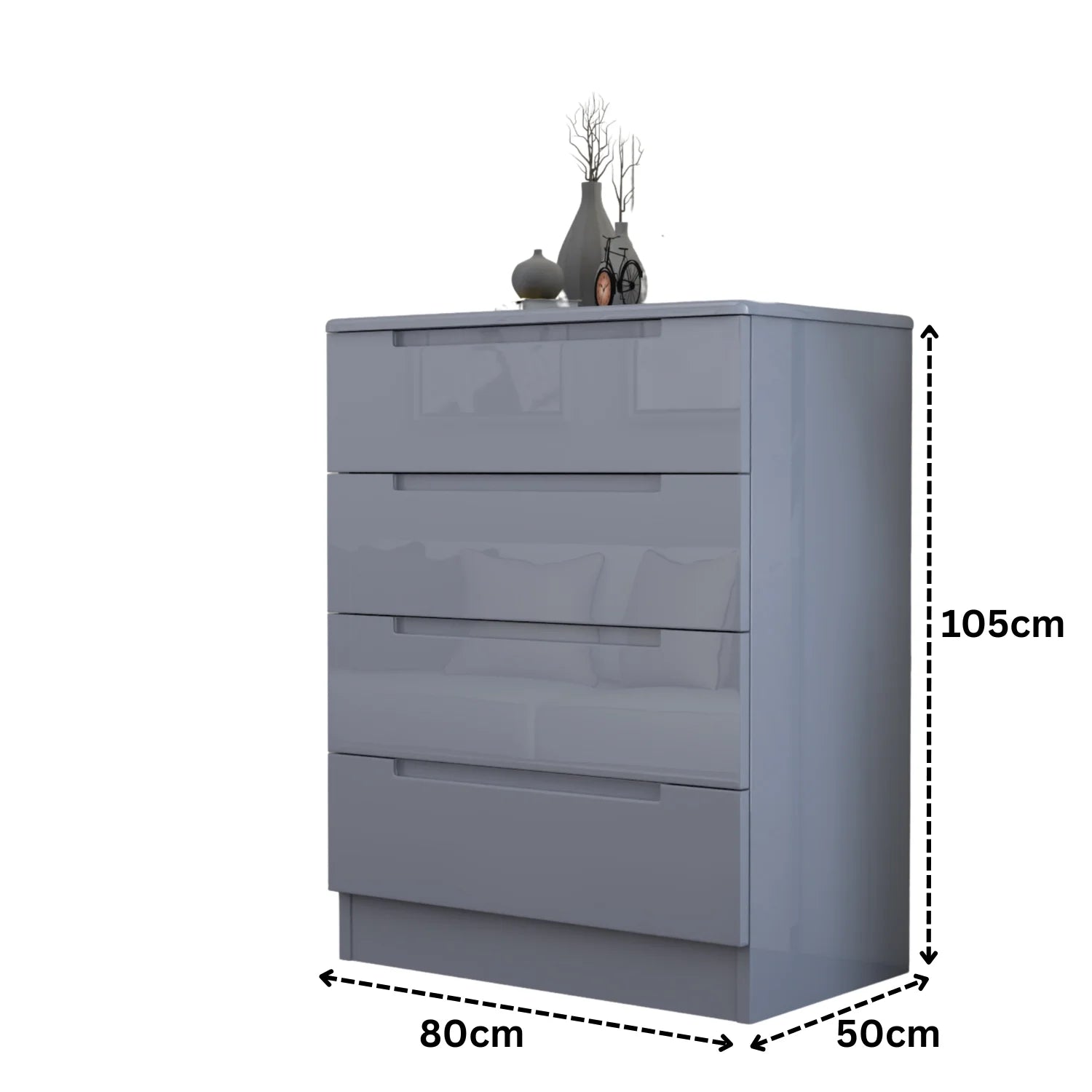 URBAN FURNISHING Modern 4-Deep Drawer Chest 50D x 80W x 105H