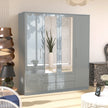 4 Doors with Drawers High Gloss Wardrobe